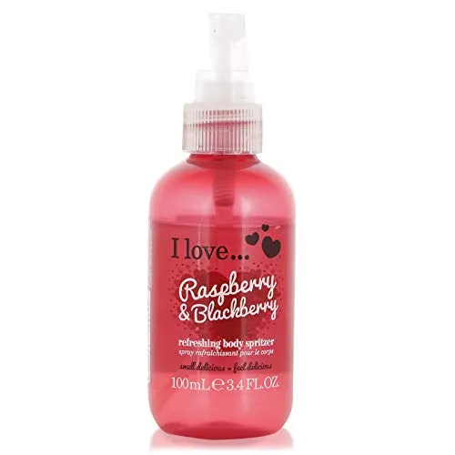 I Love Raspberry & Blackberry Body Spritzer, Formulated With Natural Fruit Extracts to Keep You Cool & Fragranced, Travel-Size Essential Providing On-The-Go Refreshment, Vegan-Friendly - 100ml