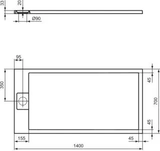 Ideal Standard Duschwanne „UltraFlatSi.life“ 70 × 140 cm von Ideal Standard