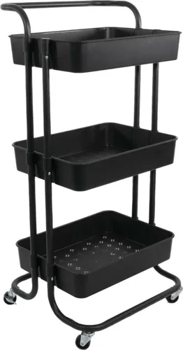 Rollwagen Servierwagen mit 3 Ebenen - Praktischer Servierwagen aus Edelstahl, 3 Ebenen für vielseitige Aufbewahrung, ideal für Wohnzimmer, Schlafzimmer oder Arbeitszimmer.