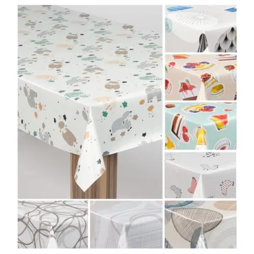 laro Wachstuch-Tischdecke Wachstischdecke Gartentischdecke, Muster:Schäfchentraum Kinder, Größe:85x85