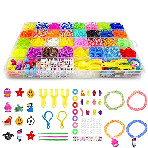 Relota Loom Bänder Set, Loombänder Kasten Set mit 2500stk Bunte Gummibänder | Gummiband für Armbänder Loom Bands mit Zubehör für Anfänger, Jungs Mädchen Kinder Basteln Selber Machen