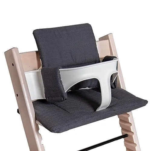 Hoppediz Hochstuhl Sitzkissen Set für Stokke Tripp Trapp - Hochstuhl Zubehör aus 100% Bio-Baumwolle, atmungsaktiv und waschbar bei 40 °C. Modernes skandinavisches Design, ideal für eine angenehme Sitzposition.