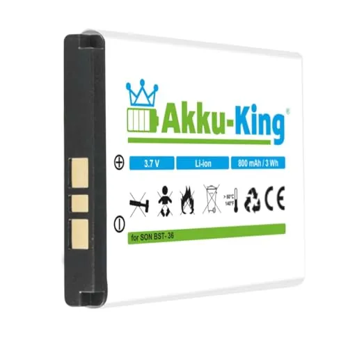 Akku-King Akku kompatibel mit Sony-Ericsson BST-36 - Li-Ion 800mAh - für T250i, T270i, T280i, W200i, Z310i, Z550i