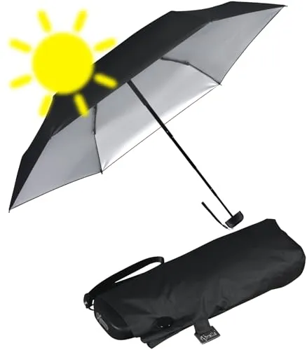iX-brella Damen Taschenschirm Mini mit UV-Hitzeschutz - Kompakter und leichter Taschenschirm für Damen, ideal für unterwegs. Mit silberner Beschichtung für UV-Schutz und winddichtem Design. Perfekt für jeden Wetterwechsel.