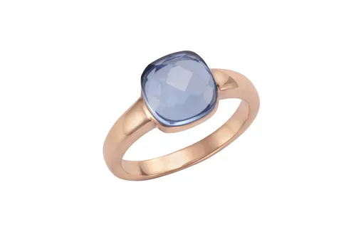 Jamelli Fingerring 925 Silber rosé vergoldet mit blauem Quarz - Eleganter Ring aus 925er Silber, rosé vergoldet, mit funkelndem blauen Quarz. Ideal für besondere Anlässe oder als stilvolles Accessoire im Alltag.