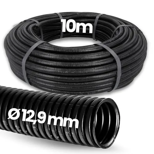 Meter Kalitec Wellrohr geschlossen NW 13 I ungeschlitzt Wellschlauch I Marderschutzrohr I Leerrohr I Kabelschutz AD 15,8 mm ID 12,9 mm 10