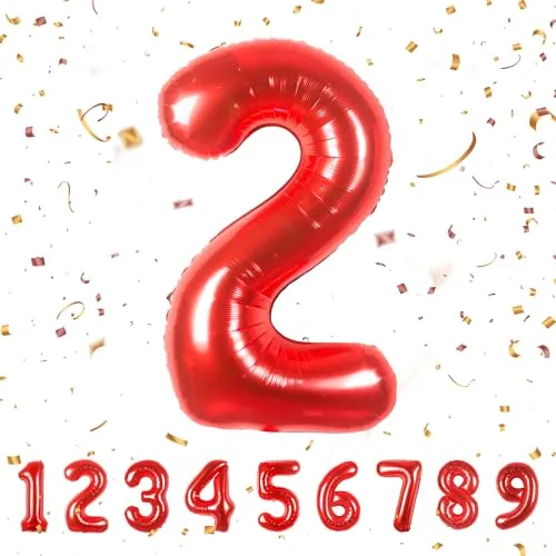 Geburtstag zahlen luftballon 2 jahre | Folienballon Kindergeburtstag Deko 2 XXL Rot-Riesen Folienballon in 40