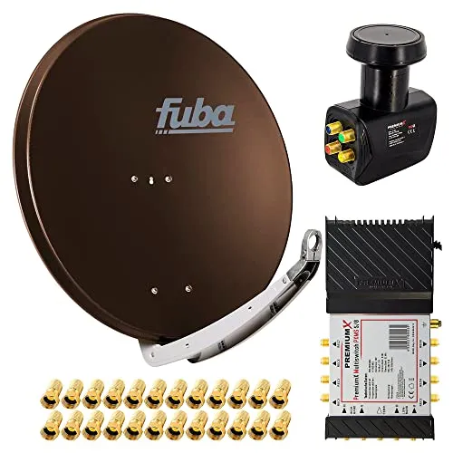 PremiumX Satelliten-Komplettanlage Fuba DAA 850 B - SAT-Antennen Komplettset für bis zu 8 Teilnehmer, einfache Installation mit vormontierten Teilen und Empfang für alle gängigen Formate bis 8K.