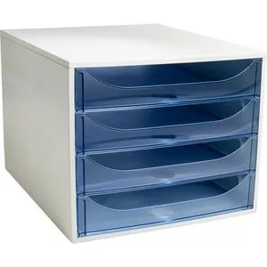 Exacompta 228610D ECOBOX Schubladenbox - Eisblau mit 4 praktischen Schubladen - Briefkörbe, stilvolle Schubladenbox in Eisblau mit 4 Schubladen für perfekte Organisation und Ordnung auf Ihrem Schreibtisch.