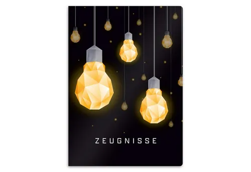 itenga Organisationsmappe itenga Zeugnismappe A4 Kunststoff Sichtbuch Motiv Glühbirnen Schwarz G