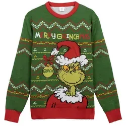 Cerda Strickpullover Grinch Weihnachts – Lustiger Party Pullover 100 % Polyester bunt XS
