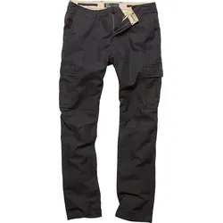 Vintage Industries Mallow Cargohose - Schwarz - W33 - Herren-Stoffhosen mit verstellbarer Taille und schlanker Passform, ideal für modische Freizeitlooks.