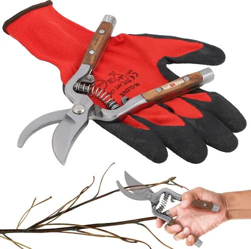 KOTARBAU® Gartenschere Heckenschere aus Stahl mit Holzgriff 22 cm Heckenschere Rosenschere Astschere für den Garten zum Schneiden und Trimmen von Ästen