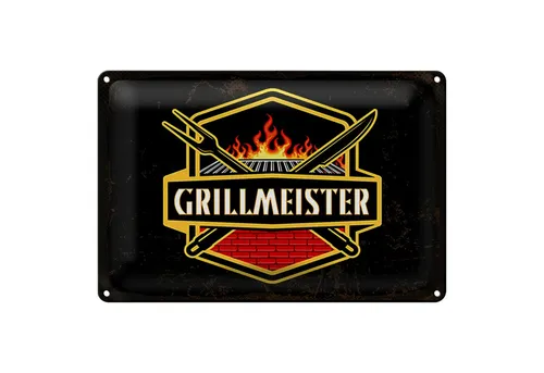 Roomando Metallschild Spruch 18x12cm Grillmeister