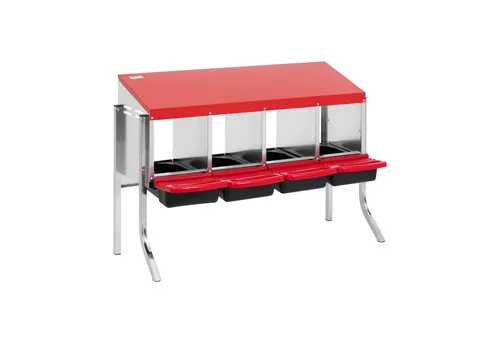 Wiesenfield Nistkasten Legenest für Hühner mit 4 Abteilen - Vogelnistkästen – robustes Legenest aus verzinktem Stahl mit 4 Abteilen und praktischen Auffangschalen für eine sichere Ei-Produktion und einfache Reinigung.