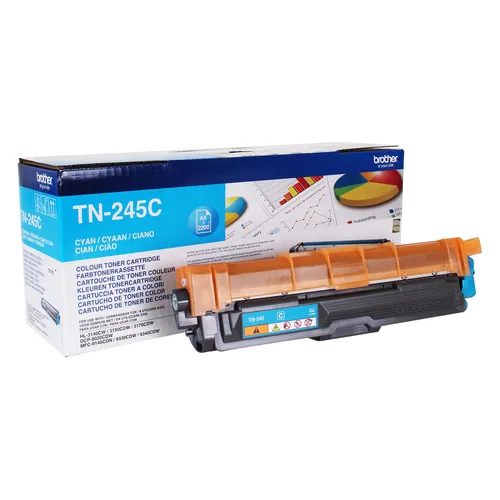Brother TN245C Cyan Toner - Original Toner für brillante Farbdrucke, kompatibel mit mehreren Brother Druckermodellen, liefert bis zu 2200 Seiten.