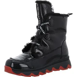 2GO FASHION Schnürboots schwarz 38 EU - Sportliche Wanderschuhe aus pflegeleichtem Lack-Leder mit wärmendem Kunstfell und herausnehmbarer Innensohle für idealen Tragekomfort.