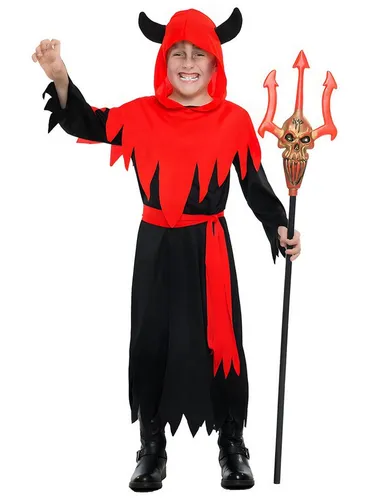 Metamorph Teufel-Kostüm Devil Boy Kostüm für Kinder, Freches Teufels-Kostüm mit Hörnern für kleine Rabauken