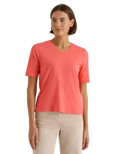Damen Basic T-Shirt mit Kurzarm und V-Neck von CECIL