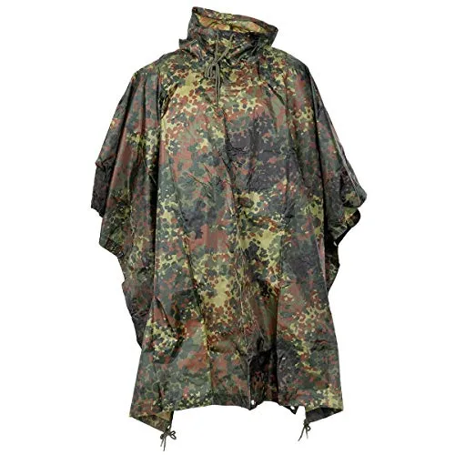 MFH Poncho Rip Stop flecktarn 144x223cm - Funktionsjacke aus strapazierfähigem Rip Stop Material, ideal für Outdoor-Aktivitäten und als vielseitiger Wetterschutz.