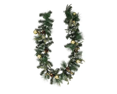 Weihnachtsgirlande mit Weihnachtskugeln, 200 cm - Grüne Weihnachtsgirlande mit festlichen Kugeln, 200 cm lang und aus langlebigem Kunststoff, ideal zur Dekoration für ein festliches Ambiente.