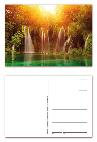 Stück Postkarten DIN A6 mit Wasserfall und Waldsee im Sonnenschein (PKT-124) 12