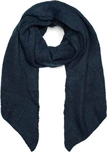 styleBREAKER Damen Schal aus weicher Viskose | einfarbiger Webschal in asymmetrischer Form | große Stola für Herbst und Winter Looks, Farbe:Dunkelblau
