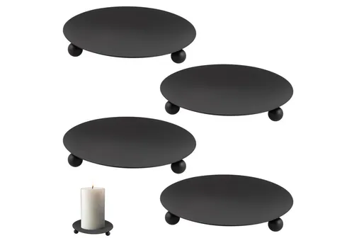 bremermann Kerzenhalter 4er-Set, Kerzenleuchter, Stumpenkerze, Metall, schwarz (4 St)