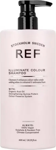 REF Illuminate Colour Shampoo 600 ml - Sulfatfreies Shampoo für gefärbtes Haar, schützt die Farbintensität, verleiht strahlenden Glanz und stärkt die Haarstruktur mit pflanzlichen Proteinen.