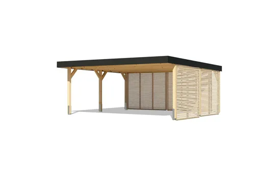 Karibu Carport - Einzel- oder Doppelausführung - Carports für stilvollen Fahrzeugschutz, aus robustem Leimholz mit stabilen 12 x 12 cm Pfosten für jahrzehntelange Nutzung und modernes Design.