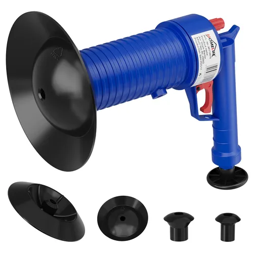 Druckluft Abflussreiniger Set mit 4 Adaptern für WC und Bad von Homelux