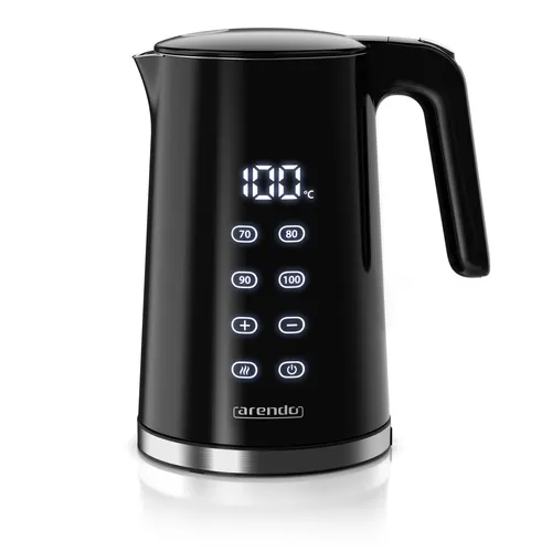 Arendo Doppelwand-Wasserkocher aus Edelstahl - Wasserkocher mit Temperatureinstellung 40°–100°C, 1,7 l Fassungsvermögen und 2200 W Leistung, ideal für präzises Teekochen und mit praktischer Warmhaltefunktion.
