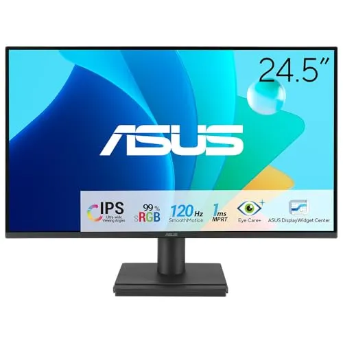 ASUS Eye Care VA259HGA - 24,5 Zoll Full HD Monitor - Monitore mit 24,5 Zoll, Flicker-Free und Blaulichtfilter für augenschonendes Arbeiten. 120 Hz Bildwiederholrate und 1ms MPRT für ruckelfreies Gaming.
