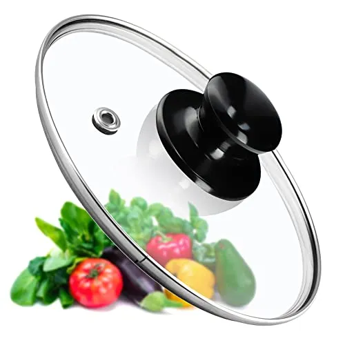 KADAX Glasdeckel, Topfdeckel Ø14 cm mit Glänzend Schwarz Griff, hitzebeständig, mit Dampfloch, Universaldeckel für Töpfe & Pfannen, klare Sicht, dicht schließend