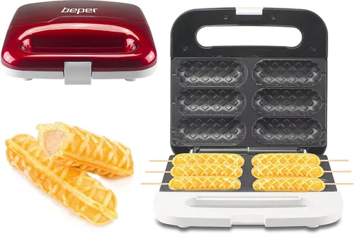 Beper P101CUD100 Waffeleisen für Waffeln am Spieß - Weitere Küchenkleingeräte, antihaftbeschichtet für müheloses Backen von 6 köstlichen Waffeln am Spieß – perfekt für kreative Snack-Ideen!