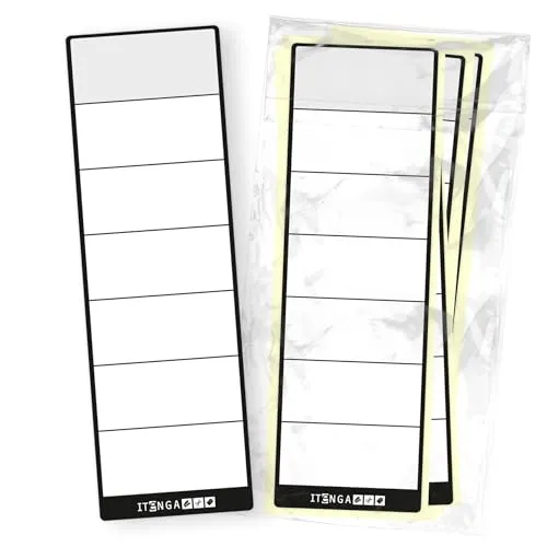 itenga 10x Ordneretiketten Ordnerrückenschild für breite Ordner 6x19cm I Aufkleber für Ordnerrücken selbstklebend aus Haftpapier (schwarz)