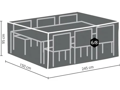 Perel Schutzhülle für Gartenmöbel, Grau, rechteckig 245 cm - Schutzhülle für Gartenmöbel, wasserfestes Polypropylen-Gewebe schützt effektiv vor Wind und UV-Strahlung – ideal für ganzjährigen Einsatz und zur Verlängerung der Lebensdauer Ihrer Möbel.