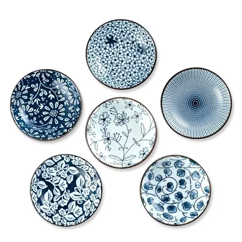 Besmeety 6 x Keramik Dip-Schalen für Charcuterie-Board, Sojasauce, Tomatensauce, 2 x 10,3 cm