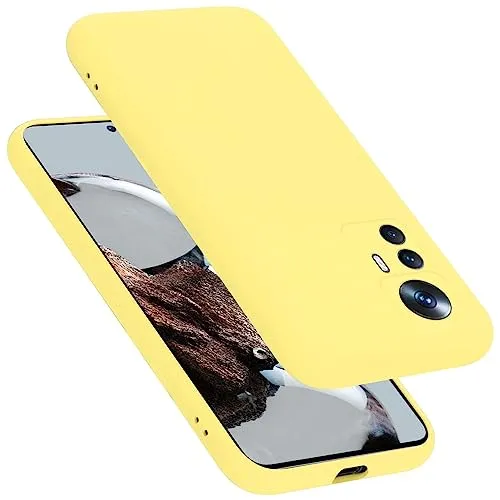 Cadorabo Hülle kompatibel mit Xiaomi 12T / 12T PRO Hülle Silikon Handyhülle für 12T / 12T PRO Case aus flüssigem Silikon- Kratzfeste und stoßfeste dünne TPU Schutzhülle - Liquid GELB