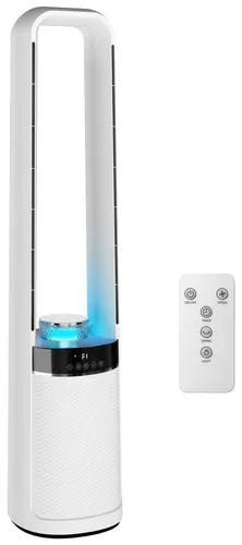 Leiser Turmventilator ohne Rotorblätter mit 45°-Oszillation - Eleganter Standventilator für Schlafzimmer und Wohnzimmer, sorgt für angenehme Kühlung mit leisem Betrieb und Fernbedienung. Ideal für alle Räume, energieeffizient und kompakt.