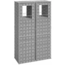 vidaXL Gabionensäulen 2 Stk. 50x50x180 cm - Gabionen aus rostfreiem Eisen, stabil und langlebig – ideal für kreative Gartenprojekte und schnelle Montage mit Steinen oder Kies.