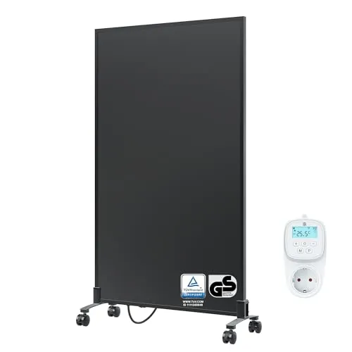 BR Bringer Infrarotheizung Standgerät 700 Watt - Energiesparend & Mobil - Elektroheizkörper mit modernem CarbonCrystal Heizelement für schnelle Wärmeverteilung. Ideal für Allergiker, mobil mit Rollen und Smart Thermostat, 5 Jahre Garantie.