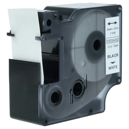 vhbw Schriftband-Kassette kompatibel mit Dymo Rhino 6000, 5000, 5200, 4200, 3000, 1000 Etiketten-Drucker 5,5m x 24mm Schwarz auf Weiß, Vinyl