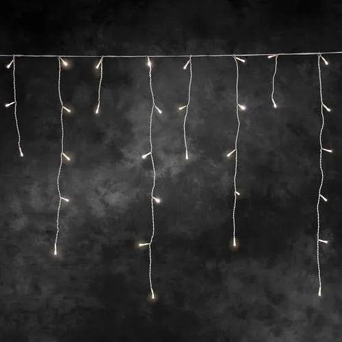 Konstsmide LED Eisregen Lichtervorhang, 200 warm weiße Dioden - Weihnachtsbeleuchtung mit 200 warm weißen Dioden, vielseitig einsetzbar für drinnen und draußen, schafft eine festliche Atmosphäre mit Eisregeneffekt.