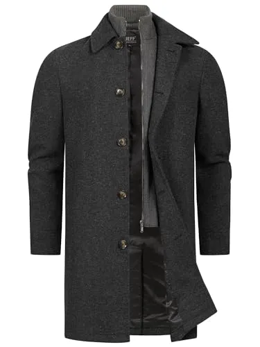 Produktbild JEFF Herren JFTyler Klassischer Mantel mit Strickeinsatz | Winterjacke für Männer Charcoal Mix, XXL