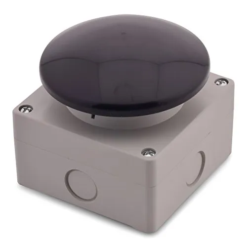 Intratec Grobhandtaster, IP65 – Aufputz Taster, Not-Aus Buzzer 1NO+1NC zwangsöffnend, Pilztaster für industriellen Gebrauch, 94 x 94 x 90 mm, Türöffner Button in Schwarz/Grau