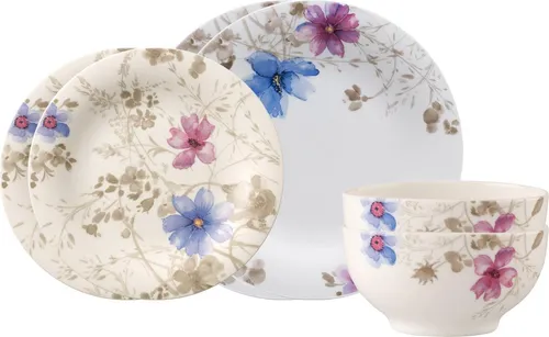 Villeroy & Boch Kombiservice Mariefleur Gris Basic 6-teilig für 2 Personen - Elegantes 6-teiliges Kombiservice aus Premium Porzellan mit dezentem Blumendesign. Spülmaschinen- und mikrowellensicher – perfekt für stilvolle Tischmomente.