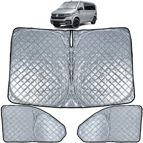 Sonnenschutz Verdunklung 3-teilig für VW Bus Transporter T6.1 ab 2019 - Effektiver Sonnenschutz für den Innenraum, passgenau für VW Bus T6.1, ideal für angenehme Temperaturen und Privatsphäre während der Fahrt.