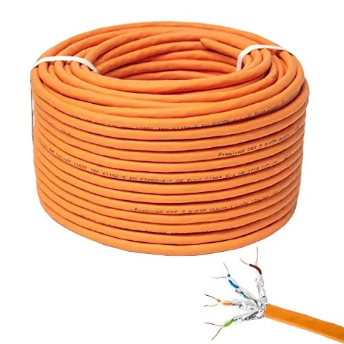 Premium X CAT 7 Netzwerkkabel 50m - Cat-7-Ethernetkabel für müheloses Verlegen, ideal für professionelle Anwendungen mit 10 Gigabit Geschwindigkeit und geringer Störanfälligkeit.