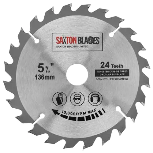 Saxton TCT Kreissägeblatt für Holz, 136 mm x 20 mm (16 mm Ring) x 24 Zähne, kompatibel mit Bosch, Makita etc